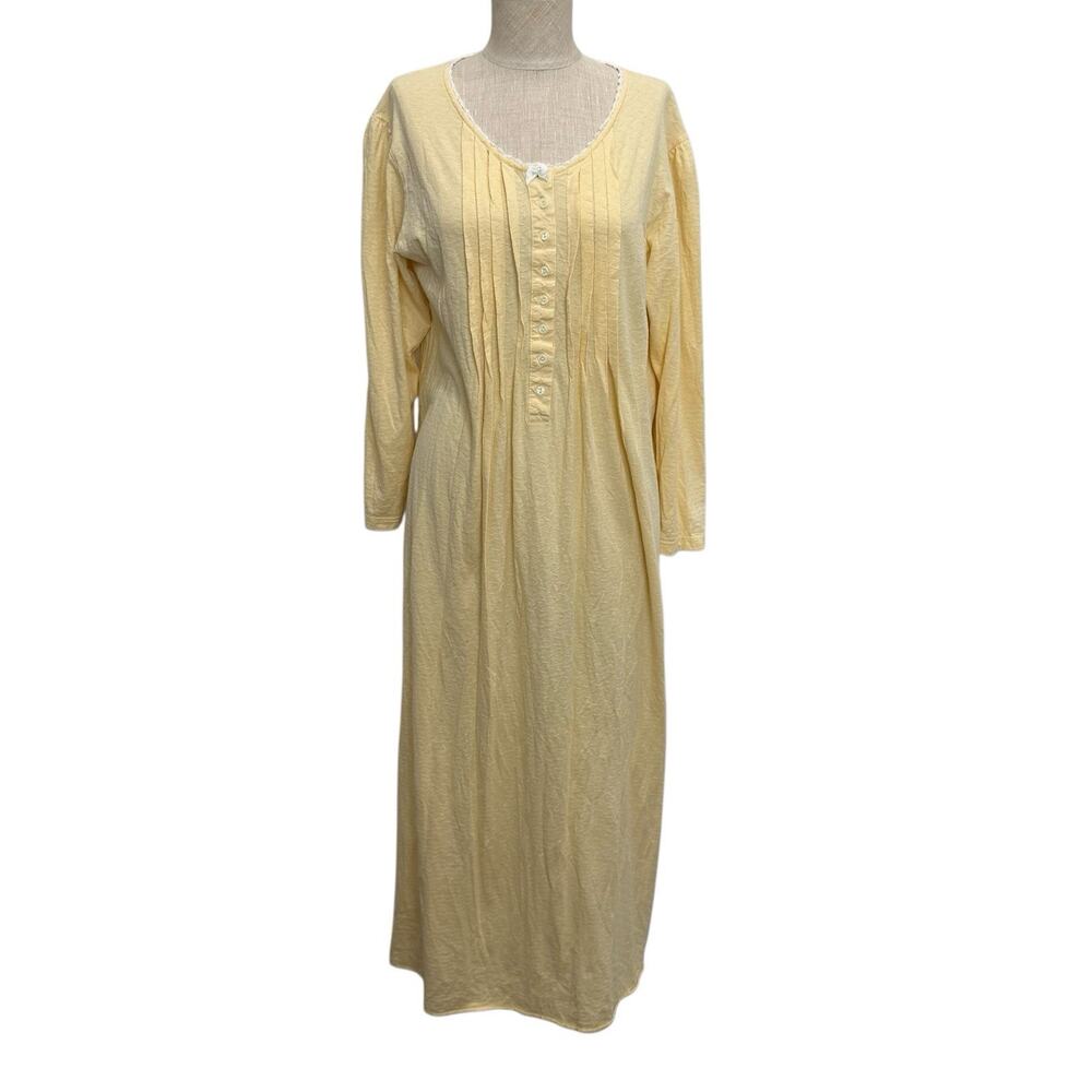 Vintage Talbots M Medium Nightgown Yellow Long Sleeve Lounge Cotton Breathable‎